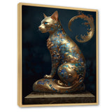 Glam Statue Of Teal And Gold Majestic Cat - Cat Wall Art Prints
