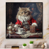 Siberian White Cat Wearing Elegant Costume - Cat Wall Art Prints