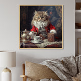 Siberian White Cat Wearing Elegant Costume - Cat Wall Art Prints