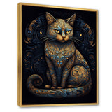 Blue Glamorous Retro Gold Cat - Blue Cat Wall Art