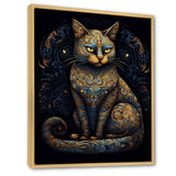 Blue Glamorous Retro Gold Cat - Blue Cat Wall Art