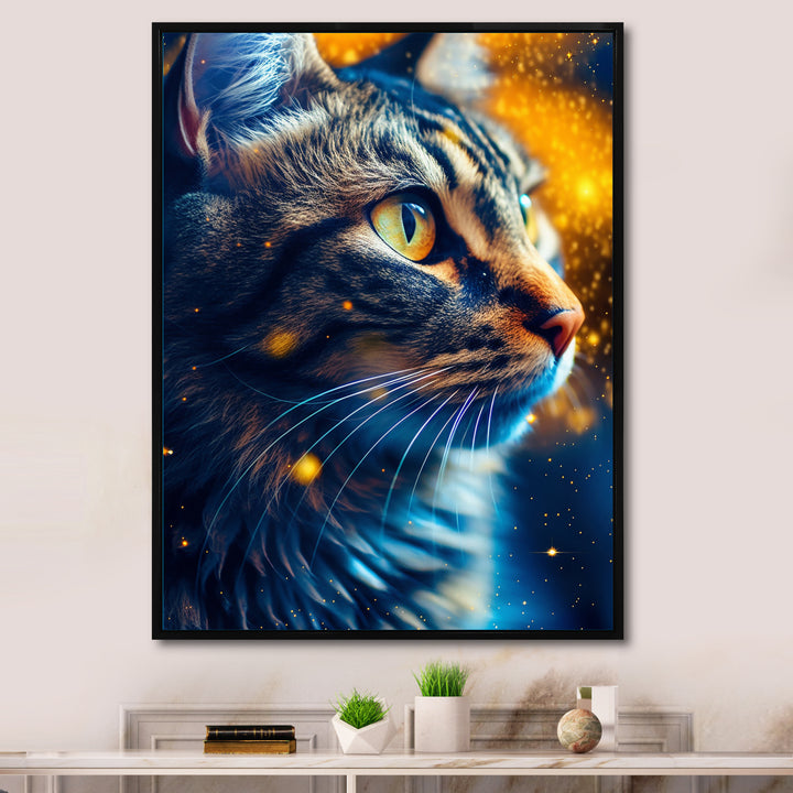 Portrait Of Cat At Sunset Photography - Cat Large Canvas Wall Art