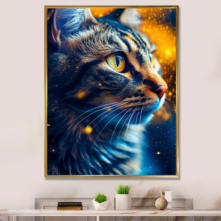 Portrait Of Cat At Sunset Photography - Cat Large Canvas Wall Art