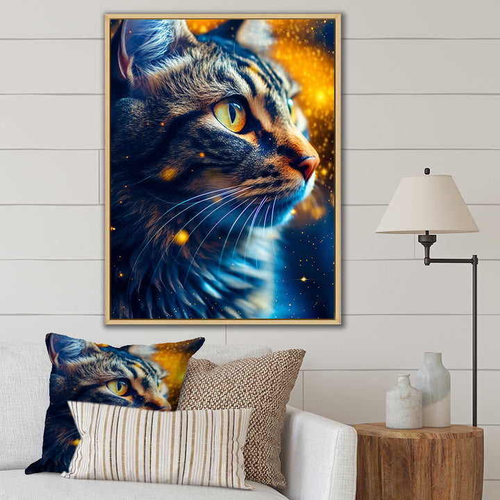 Portrait Of Cat At Sunset Photography - Cat Large Canvas Wall Art