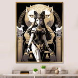 Glamorous Goddess White Cats Retro Illustration - Cat Home Decor Art