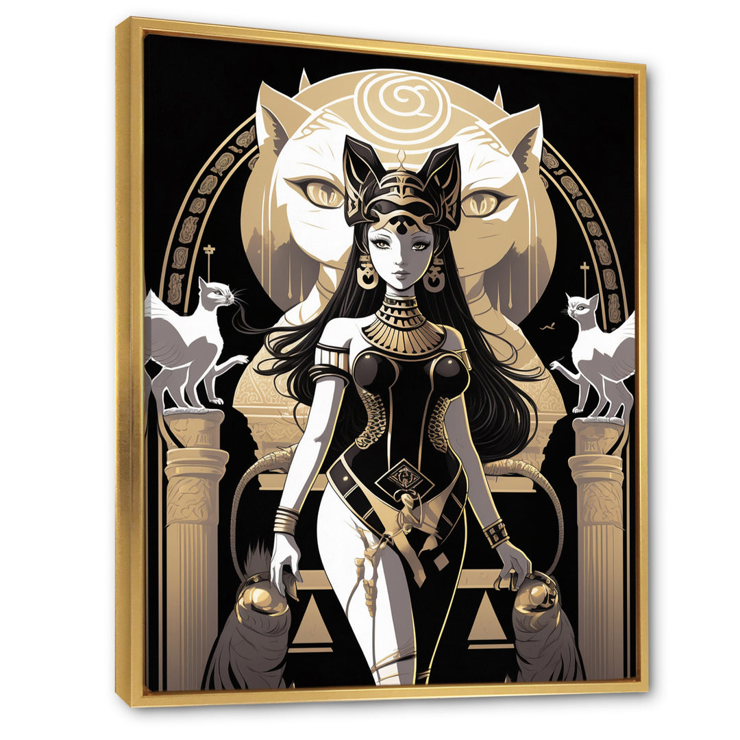 Glamorous Goddess White Cats Retro Illustration - Cat Home Decor Art
