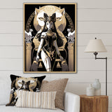 Glamorous Goddess White Cats Retro Illustration - Cat Home Decor Art
