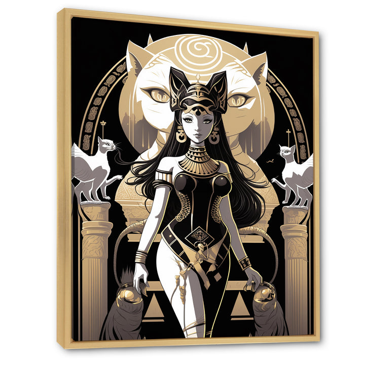 Glamorous Goddess White Cats Retro Illustration - Cat Home Decor Art