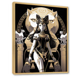Glamorous Goddess White Cats Retro Illustration - Cat Home Decor Art