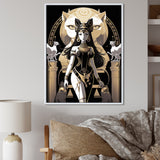 Glamorous Goddess White Cats Retro Illustration - Cat Home Decor Art