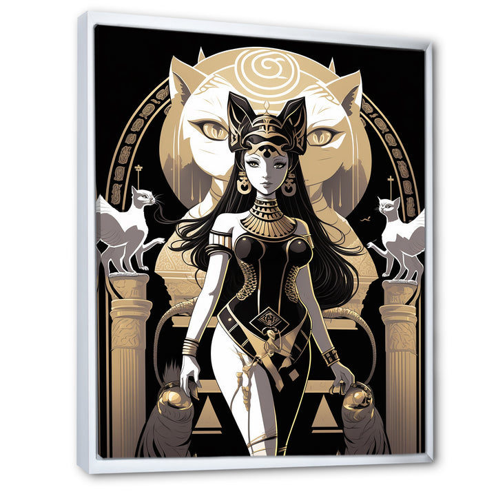 Glamorous Goddess White Cats Retro Illustration - Cat Home Decor Art