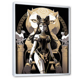 Glamorous Goddess White Cats Retro Illustration - Cat Home Decor Art