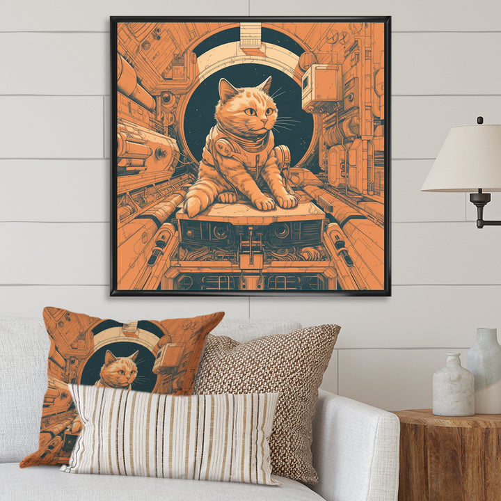 Space Cat Astronaut Retro Illustration - Cat Wall Art Prints
