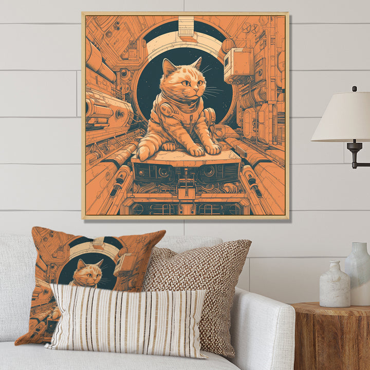 Space Cat Astronaut Retro Illustration - Cat Wall Art Prints
