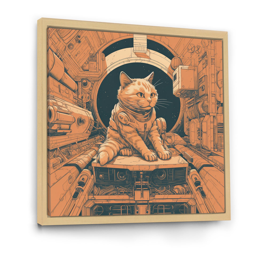 Space Cat Astronaut Retro Illustration - Cat Wall Art Prints