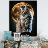 Majestic Cat Under The Full Moon - Cat Home Decor Art