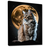 Majestic Cat Under The Full Moon - Cat Home Decor Art