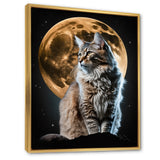 Majestic Cat Under The Full Moon - Cat Home Decor Art