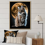 Majestic Cat Under The Full Moon - Cat Home Decor Art