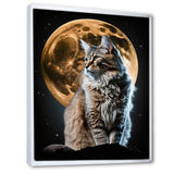 Majestic Cat Under The Full Moon - Cat Home Decor Art