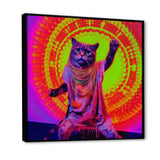 Rave Cat In Pink Neon - Cat Living Room Wall Art