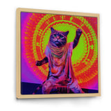 Rave Cat In Pink Neon - Cat Living Room Wall Art
