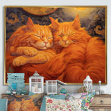 Fluffy Orange Cats Sleeping Together - Cat Wall Decor