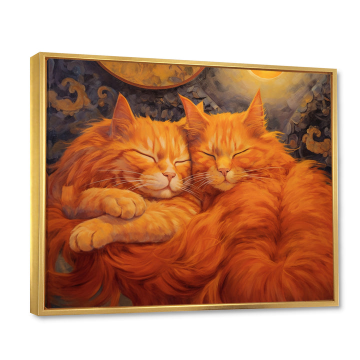 Fluffy Orange Cats Sleeping Together - Cat Wall Decor