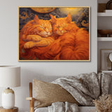Fluffy Orange Cats Sleeping Together - Cat Wall Decor