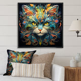 Cosmic Teal Cat With Mysterious Gaze - Cat Wall Art Prints