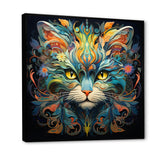 Cosmic Teal Cat With Mysterious Gaze - Cat Wall Art Prints