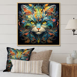 Cosmic Teal Cat With Mysterious Gaze - Cat Wall Art Prints