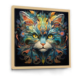 Cosmic Teal Cat With Mysterious Gaze - Cat Wall Art Prints