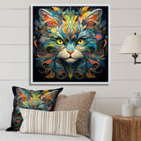 Cosmic Teal Cat With Mysterious Gaze - Cat Wall Art Prints