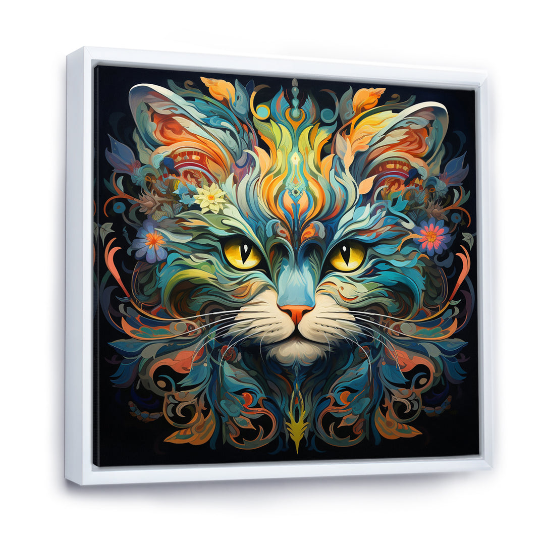 Cosmic Teal Cat With Mysterious Gaze - Cat Wall Art Prints