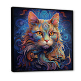 Cosmic Cat With Mysterious Gaze - Blue Cat Wall Art