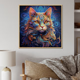 Cosmic Cat With Mysterious Gaze - Blue Cat Wall Art