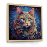 Cosmic Cat With Mysterious Gaze - Blue Cat Wall Art