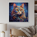 Cosmic Cat With Mysterious Gaze - Blue Cat Wall Art
