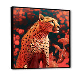 Pink Floral Cheetah - Orange Cheetah Wall Art