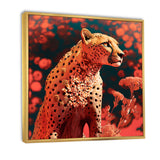 Pink Floral Cheetah - Orange Cheetah Wall Art