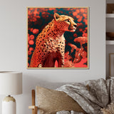 Pink Floral Cheetah - Orange Cheetah Wall Art