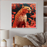 Pink Floral Cheetah - Orange Cheetah Wall Art