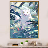 White Cougar In Tropical Jungle - Blue Leopard Wall Art