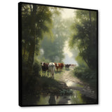 Cattle Cows Walking Near A Pond Rural Scene - Cow Large Canvas Wall Art