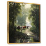 Cattle Cows Walking Near A Pond Rural Scene - Cow Large Canvas Wall Art