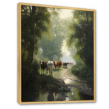 Cattle Cows Walking Near A Pond Rural Scene - Cow Large Canvas Wall Art