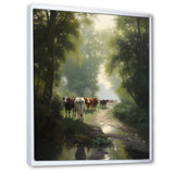 Cattle Cows Walking Near A Pond Rural Scene - Cow Large Canvas Wall Art