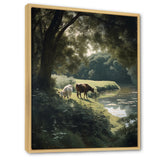 Cows Walking Near A Lake Rural Scene - Cow Living Room Wall Art