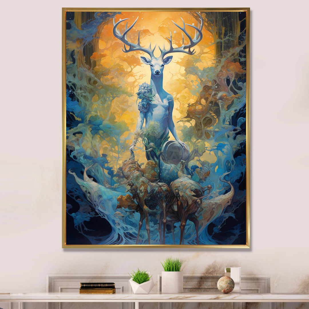 Majestic Deer In Magical Forest - Deer Canvas Wall Art
